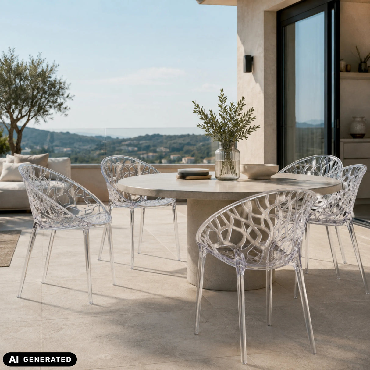 Four-legged chair Artifo T in transparent look with mesh structure by hjh LIVING