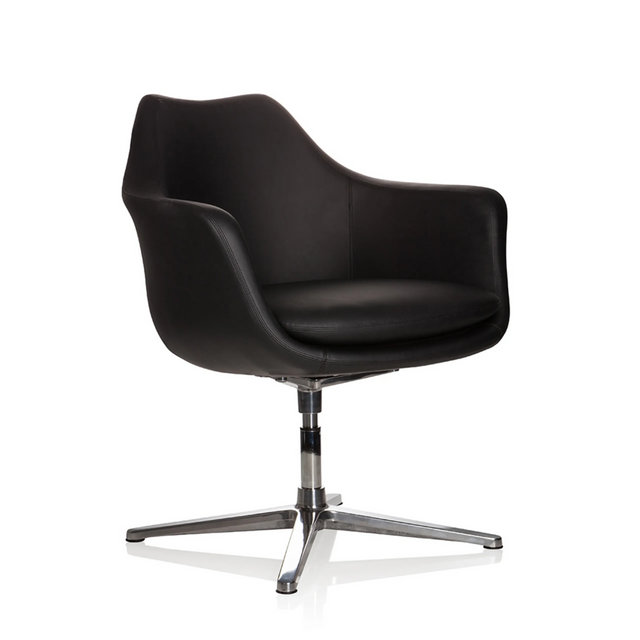 Black Lounge Chair ARTEMIA with leather upholstery and four-star metal base by hjh OFFICE