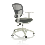 Grey Home Office Chair TOP 108 W with mesh back and five-caster base by hjh OFFICE – 360-degree view (front three-quarter view 45°)