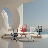 Four Professional Office Chairs COLORE in different colours with mesh backrests by hjh OFFICE