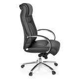 Black Swivel Chair XXL G 600 with armrests and five-caster base by hjh OFFICE – 360-degree view (side profile 80°)
