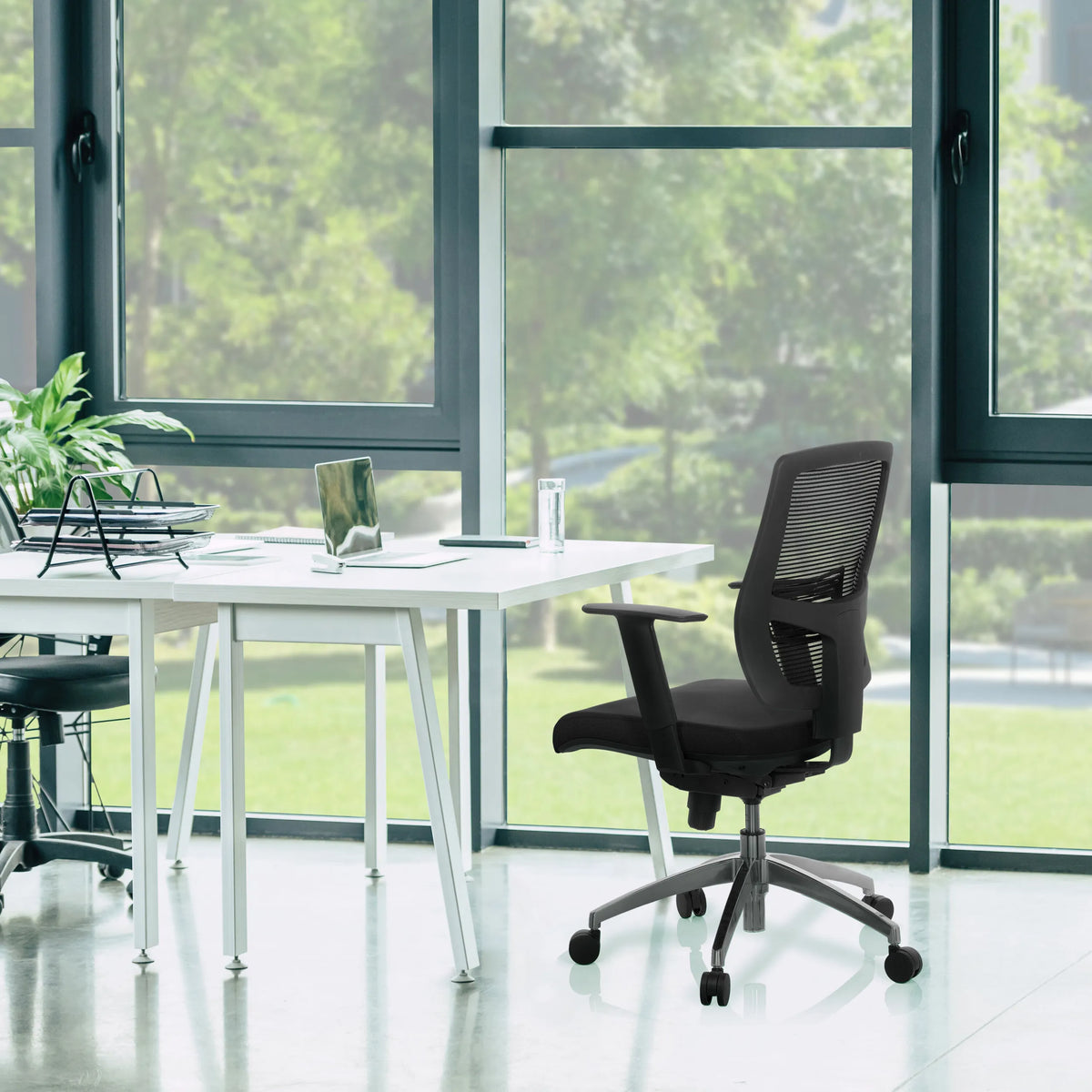 Black Professional Office Chair NET 90 with mesh backrest and armrests by hjh OFFICE