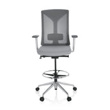 Grey Counter chair HALIFAX WORK with mesh back, foot ring and five-caster base by hjh OFFICE – 360-degree view (front view 0°)