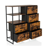 Chest of drawers RAGALA in smoked oak with black metal frame and six drawers by hjh LIVING