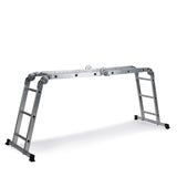 Silver aluminium Folding Ladder SOLID W3 with twelve steps by hjh OFFICE – 360-degree view (side profile 72°)