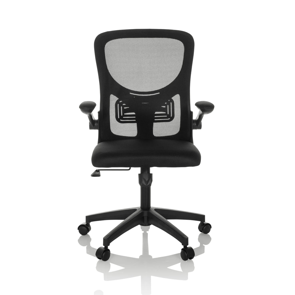 Black Home Office Chair BELIO with mesh back and five-caster base by hjh OFFICE – 360-degree view (front view 0°)