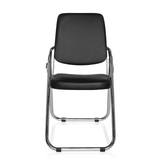 Black Folding chair ESTO with faux leather upholstery and chrome frame by hjh OFFICE – 360-degree view (front view 0°)