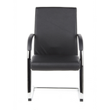 Black cantilever chair BAROLO V with armrests and chrome sled base by hjh OFFICE – 360-degree view (front view 0°)