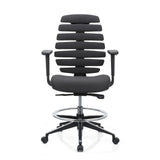 Black Counter chair ERGO LINE II WORK with segmented backrest, foot ring and five-caster base by hjh OFFICE – 360-degree view (front view 0°)