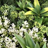 Close-up of the green plastic plants of the Plant mat LEAFLUXE WALL 1 by hjh LIVING