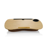 Brown bamboo Laptop Pad COMFILAP I with tablet holder and cup holder by hjh OFFICE – 360-degree view (front view 0°)