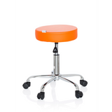 Orange Swivel stool OPERATOR II with gas lift and five-caster base by hjh OFFICE – 360-degree view (side profile 80°)
