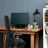 Black Professional Office Chair PRO-TEC 300 with armrests at a wooden table by hjh OFFICE