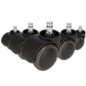 Five black 5x ROLO 10mm/50mm Castors for hard floors with silver-coloured bolts by hjh OFFICE