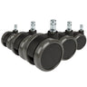 Five black Castors 5x ROLO 11mm/65mm for hard floors with silver-coloured bolts by hjh OFFICE