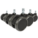 Five black Castors 5x ROLO 11mm/65mm for hard floors with silver-coloured bolts by hjh OFFICE
