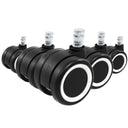 Five black Castors 5x ROLO COLOR 60 11mm/60mm with a white ring for hard floors by hjh OFFICE