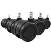 Five black Castors 5x ROLO COLOR 60 11mm/60mm for hard floors with metal pins by hjh OFFICE