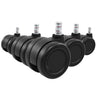 Five black Castors 5x ROLO COLOR 60 11mm/60mm for hard floors with metal pins by hjh OFFICE