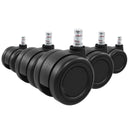 Five black Castors 5x ROLO COLOR 60 11mm/60mm for hard floors with metal pins by hjh OFFICE