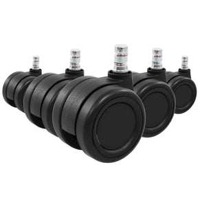 Five black Castors 5x ROLO COLOR 60 11mm/60mm for hard floors with metal pins by hjh OFFICE