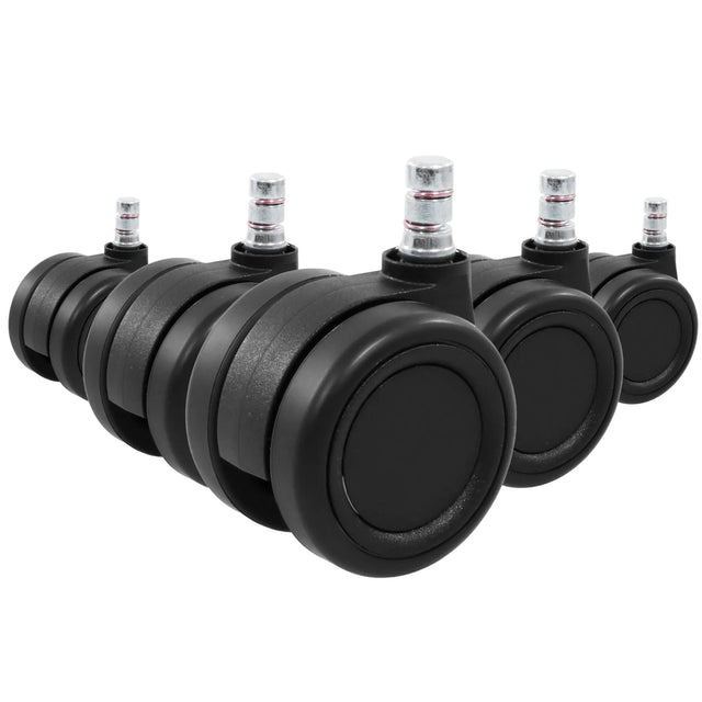 Five black Castors 5x ROLO COLOR 60 11mm/60mm for hard floors with metal pins by hjh OFFICE
