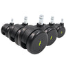 Five black Castors 5x ROLO ESD 11mm/65mm for hard floors with silver-coloured metal pins by hjh OFFICE