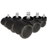 Five black Castors 5x ROLO FREE 11mm/50mm for hard floors with metal pins by hjh OFFICE