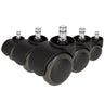 Five black Castors 5x ROLO No-Noise 11mm/50mm for hard floors with metal pins by hjh OFFICE