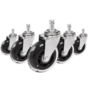 Five 5x ROLO SKATE CT 11mm/75mm castors in silver and transparent for hard floors by hjh OFFICE