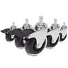 Castors 5x ROLO SKATE CT 11mm/75mm in silver and transparent with locking brake for hard floors by hjh OFFICE