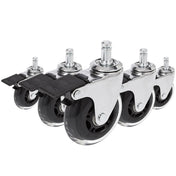Castors 5x ROLO SKATE CT 11mm/75mm in silver and transparent with locking brake for hard floors by hjh OFFICE