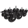 Five black Castors 5x ROLO SKATE S 11mm/75mm with locking brakes for hard floors by hjh OFFICE