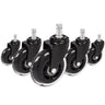 Five 5x ROLO SKATE ST 11mm/75mm Castors in black and transparent for hard floors by hjh OFFICE