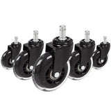 Five 5x ROLO SKATE ST 11mm/75mm Castors in black and transparent for hard floors by hjh OFFICE