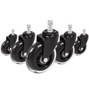 Five 5x ROLO SKATE ST 11mm/75mm Castors in black and transparent for hard floors by hjh OFFICE