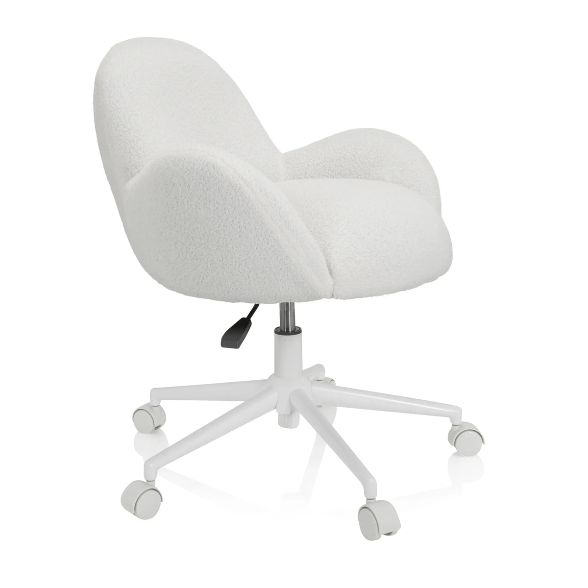 White Swivel Chair – Children KID TEDDY I with textured upholstery and five-caster base by hjh OFFICE – 360-degree view (front three-quarter view 60°)