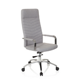 Light grey Home Office Chair SARANTO PLUS with armrests and five-caster base by hjh OFFICE – 360-degree view (front three-quarter view 40°)
