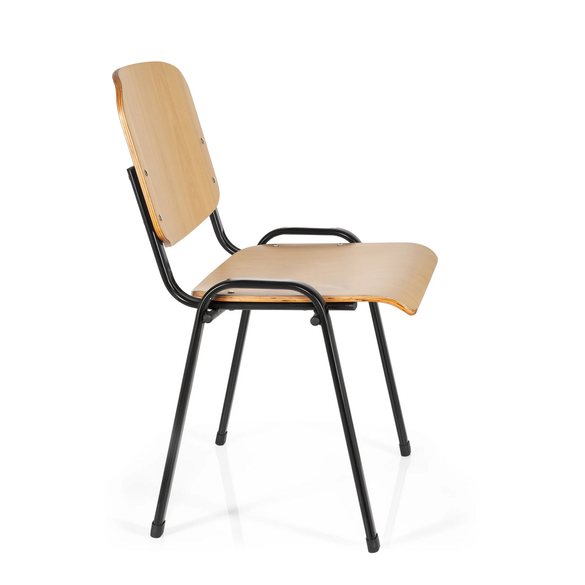 Four-legged chair XT 600 SW H with beech seat and backrest and black frame by hjh OFFICE – 360-degree view (side profile 80°)