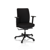 Black Professional Office Chair SENATOR with armrests and a five-caster base by hjh OFFICE – 360-degree view (front view 20°)
