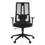 Black Professional Office Chair TRAMORE BASE with mesh back and five-caster base by hjh OFFICE – 360-degree view (front view 0°)