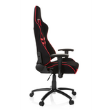 Black and red Gaming chair LEAGUE PRO I with two headrest openings and five-caster base by hjh OFFICE – 360-degree view (side profile 80°)