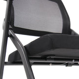 Breathable mesh backrest and padded seat of the PRIORITY II folding chair in black by hjh OFFICE