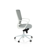 Grey Home Office Chair ESTRIA with mesh back and five-caster base by hjh OFFICE – 360-degree view (side profile 80°)