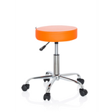 Orange Swivel stool OPERATOR II with gas lift and five-caster base by hjh OFFICE – 360-degree view (front view 20°)