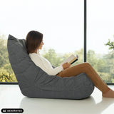 Grey Sitzolo lounge chair with corduroy cover by hjh LIVING (AI-generated image)