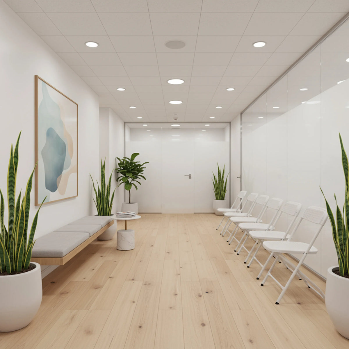 White Outdoor chairs TUDELA XXL PRO W with folding frames in a modern waiting hall by hjh OFFICE