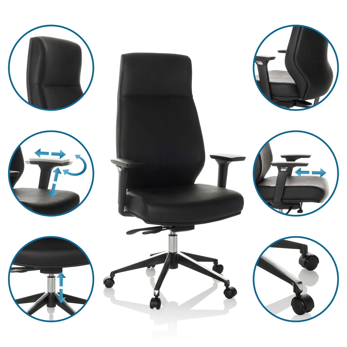 Professional Executive Chair VITORO ECO in black with adjustable armrests and gas lift by hjh OFFICE