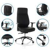 Professional Executive Chair VITORO ECO in black with adjustable armrests and gas lift by hjh OFFICE