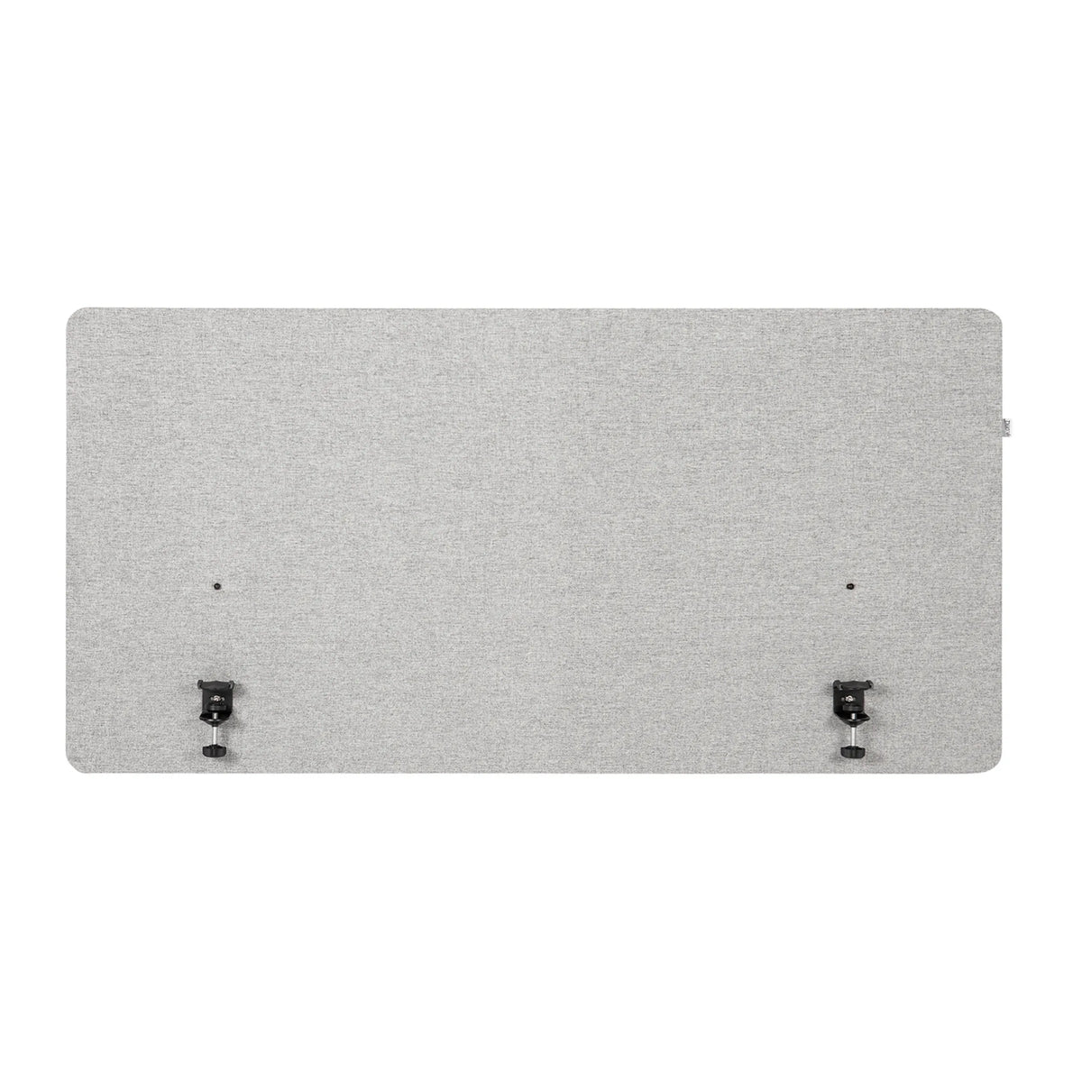Light grey heather table partition FLEXMIUT D 120 with two black mounting clamps by hjh OFFICE